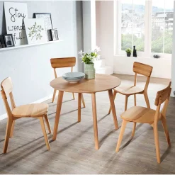 Wohnen Küchen-Essgruppen|Esszimmer Komplett*Runde Essgruppe aus Massivholz - Priemwa (fünfteilig)