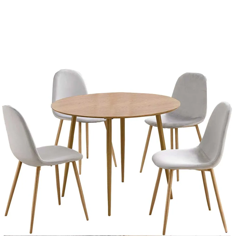 Wohnen Runde Essgruppe mit Schalenstühlen - Fabiola (fünfteilig)