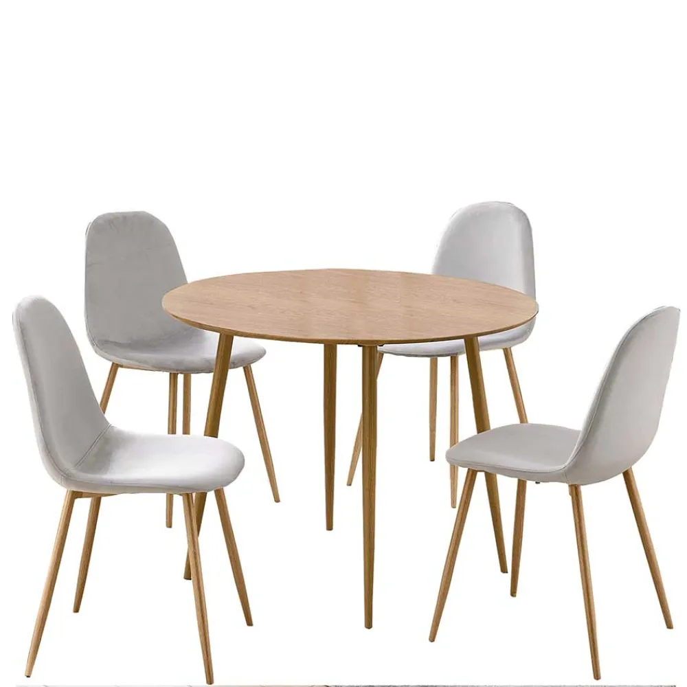 Wohnen Runde Essgruppe mit Schalenstühlen - Fabiola (fünfteilig)