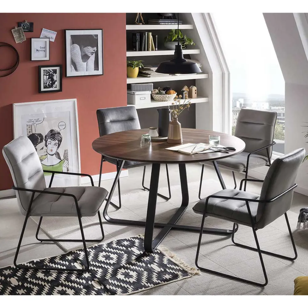 Wohnen Esszimmer Komplett*Runde Esszimmergruppe im Retrostil - Daspony (fünfteilig)