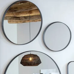 Wohnen Runde Hängespiegel in Schwarz - Zyamonicus (2er Set)