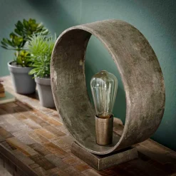 Wohnen Runde Industrial Tischleuchte in Nickelfarben - Ayero