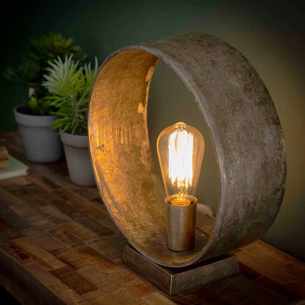 Wohnen Runde Industrial Tischleuchte in Nickelfarben - Ayero