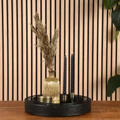 Wohnen Runde Metalltabletts in Schwarz - Kreta (zweiteilig)