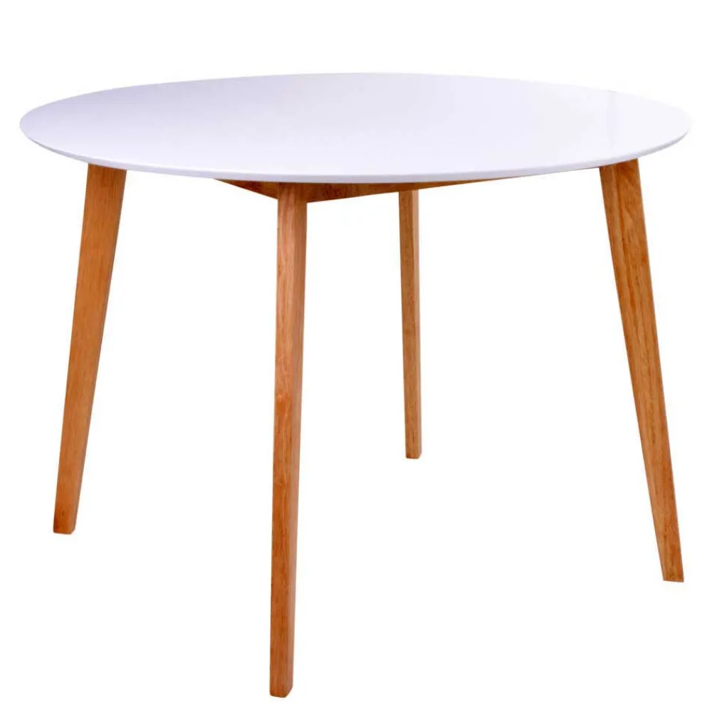 Wohnen Runde Scandi Essgruppe in Weiß - Alberello (fünfteilig)