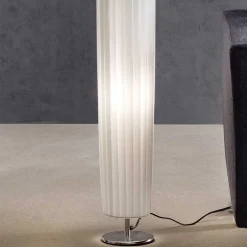 Wohnen Runde Stehlampe in Weiß & Chrom - Radojan