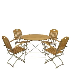 Wohnen Metall-Gartenmöbel|Sitzgruppe*Runde Tischgruppe für den Garten - Champagne (fünfteilig)