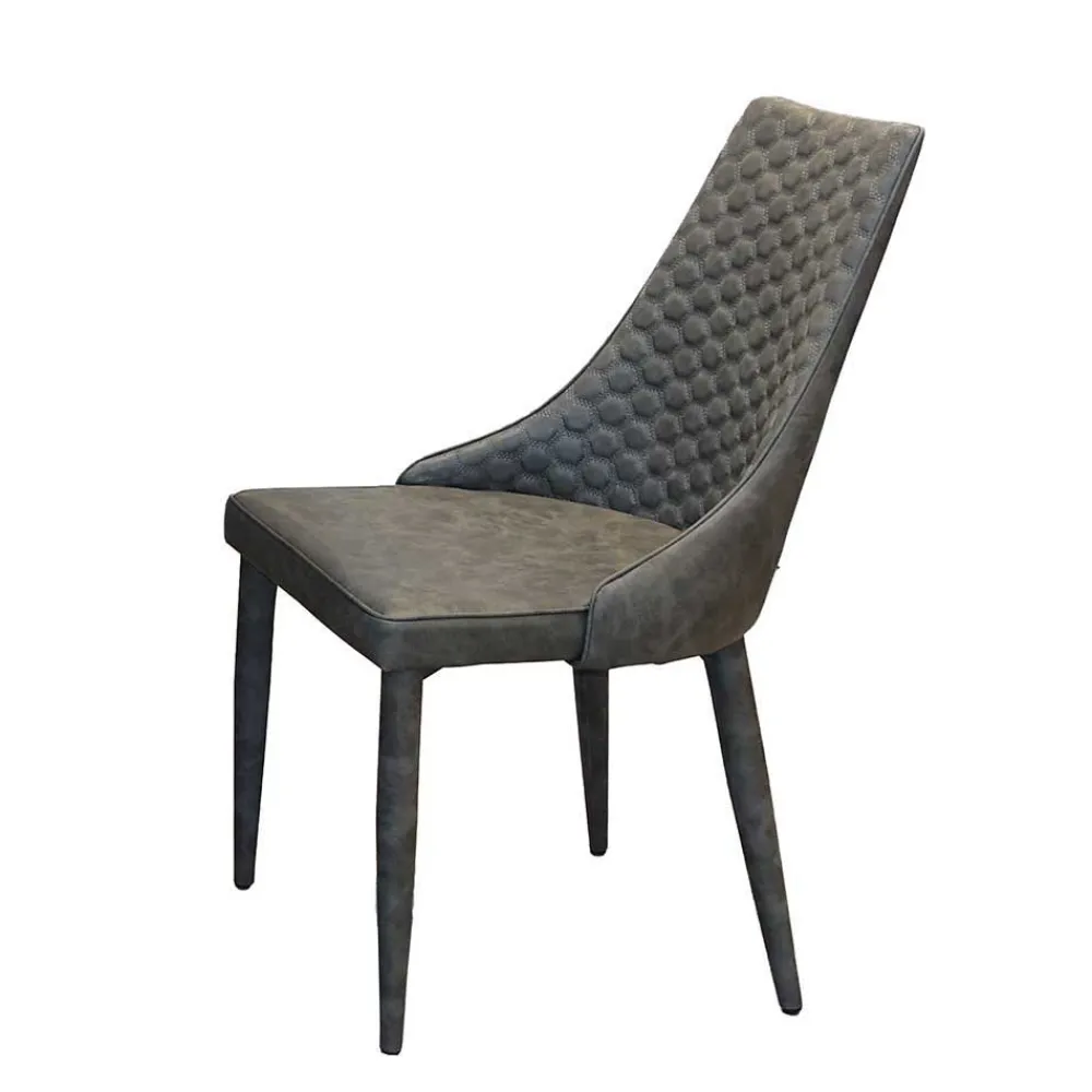 Wohnen Runde Tischgruppe Woodstock mit Kunstleder Polsterstühlen Grau (fünfteilig)