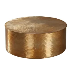 Wohnen Runder Alu Couchtisch in Goldfarben - Cosima