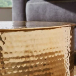 Wohnen Runder Alu Couchtisch in Goldfarben - Cosima