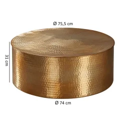 Wohnen Runder Alu Couchtisch in Goldfarben - Cosima