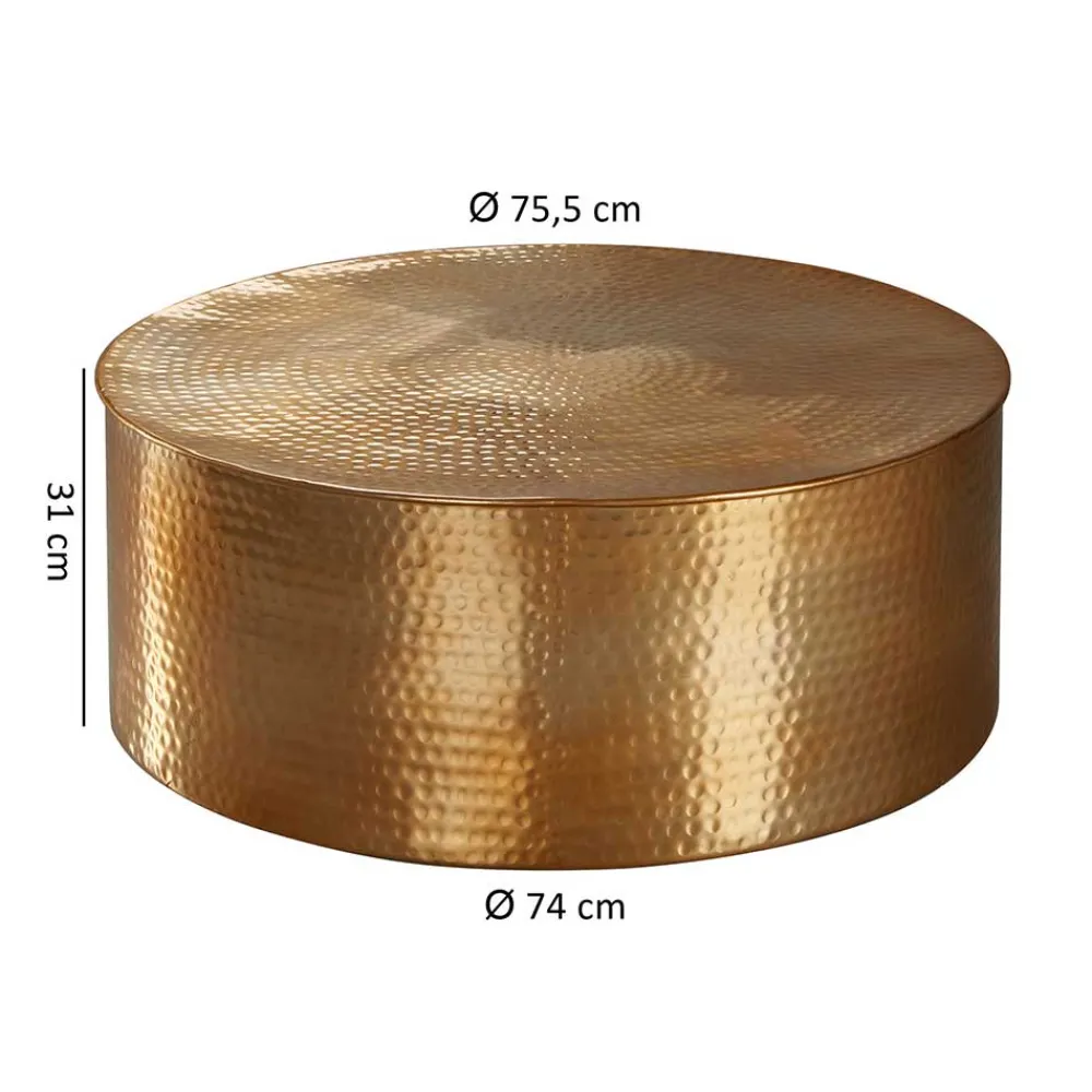 Wohnen Runder Alu Couchtisch in Goldfarben - Cosima