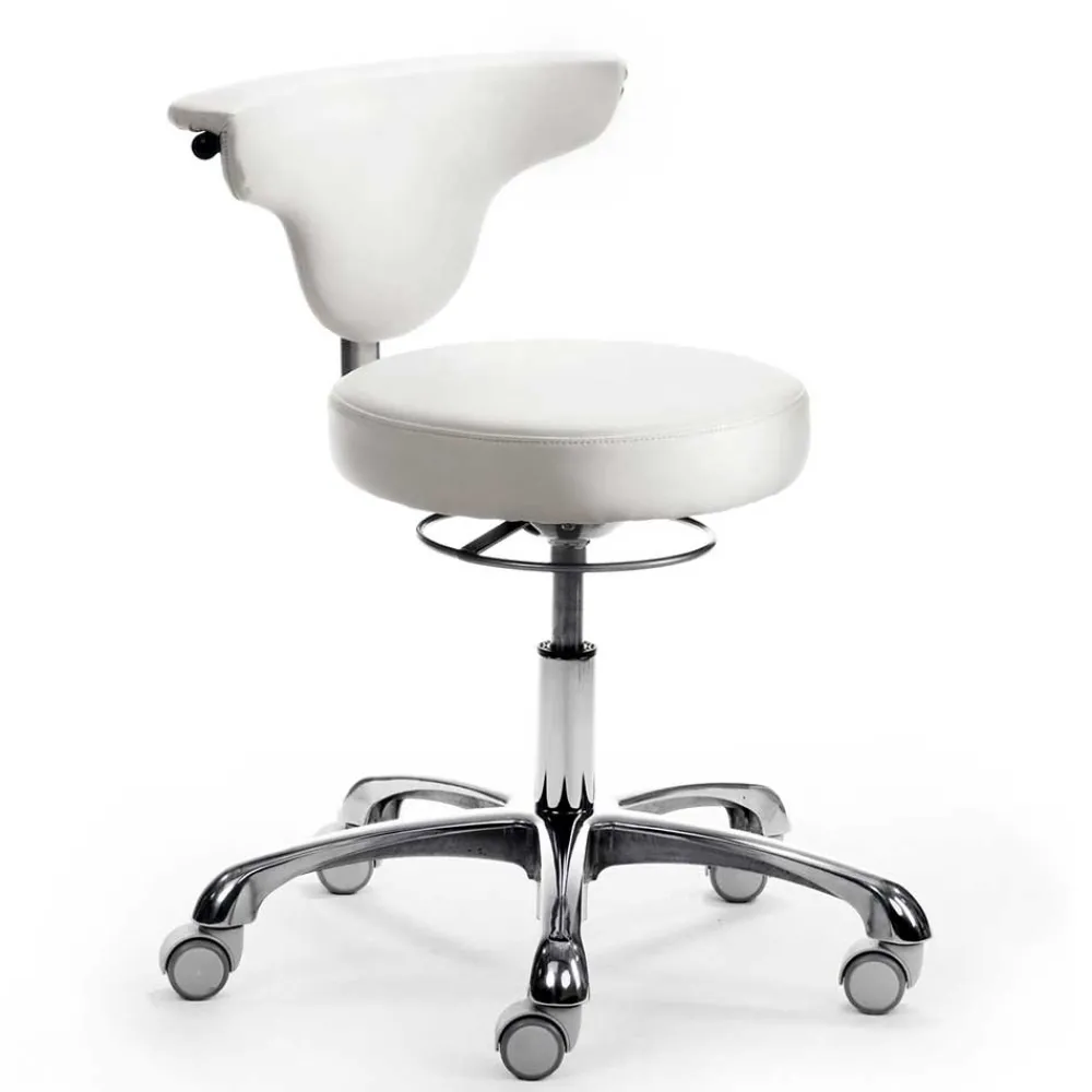 Wohnen Runder Arbeitshocker mit Lehne in Weiß Kunstleder - Mosari