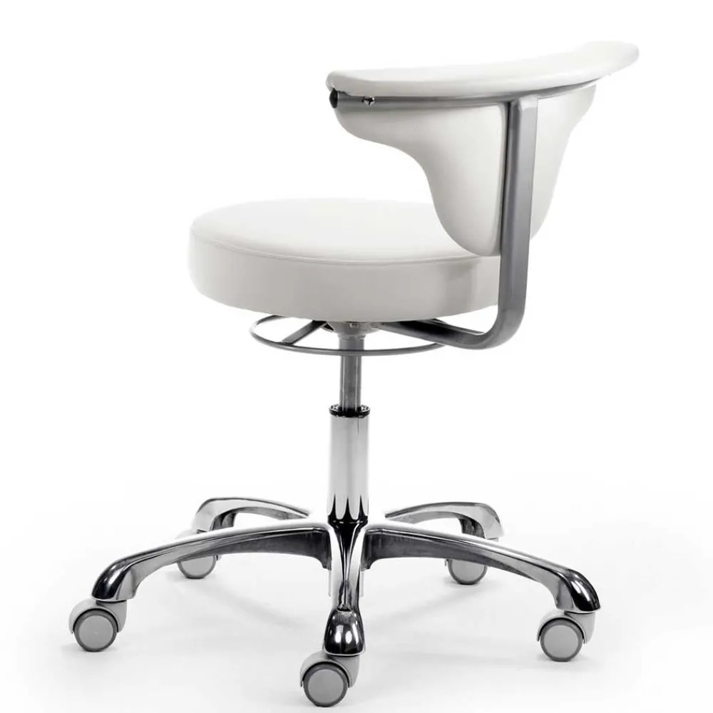 Wohnen Runder Arbeitshocker mit Lehne in Weiß Kunstleder - Mosari