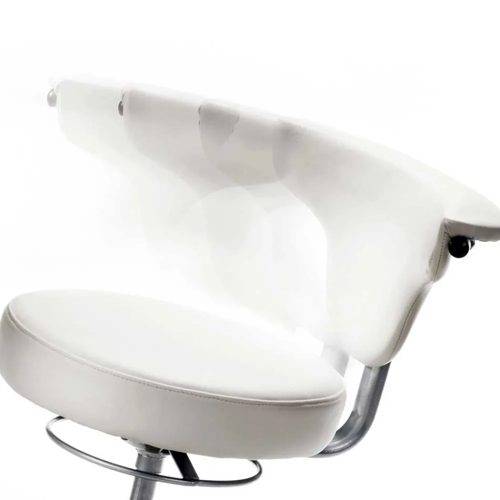 Wohnen Runder Arbeitshocker mit Lehne in Weiß Kunstleder - Mosari