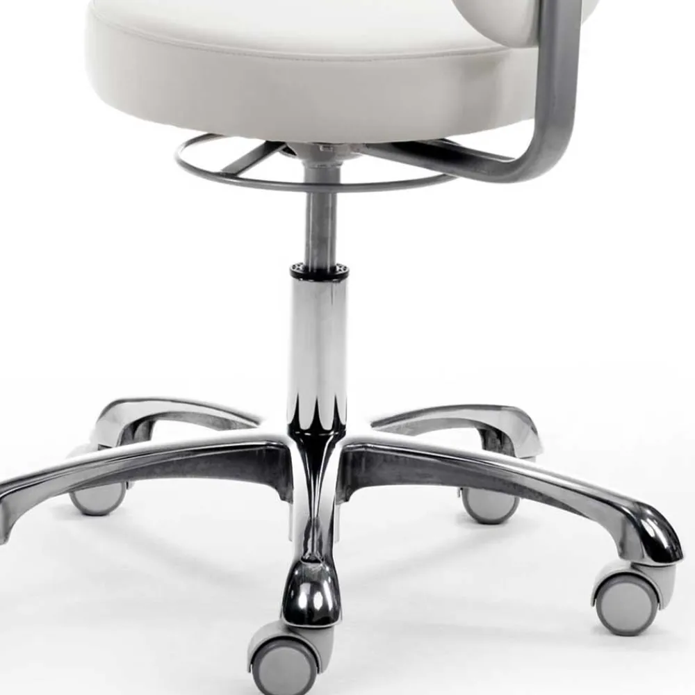 Wohnen Runder Arbeitshocker mit Lehne in Weiß Kunstleder - Mosari