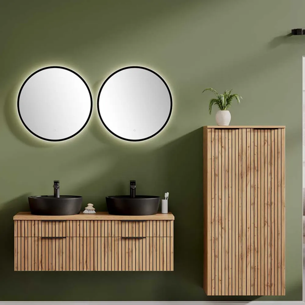 Wohnen Spiegel|Flurspiegel*Runder Badezimmerspiegel mit LED Beleuchtung - Crystoga