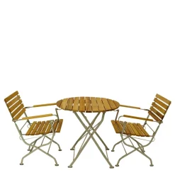 Wohnen Metall-Gartenmöbel|Sitzgruppe*Runder Balkontisch & Armlehnenstühle - Syolino (dreiteilig)