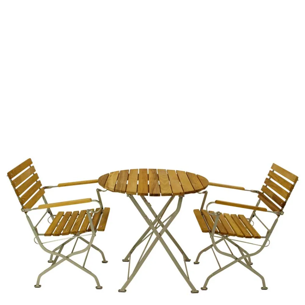 Wohnen Metall-Gartenmöbel|Sitzgruppe*Runder Balkontisch & Armlehnenstühle - Syolino (dreiteilig)