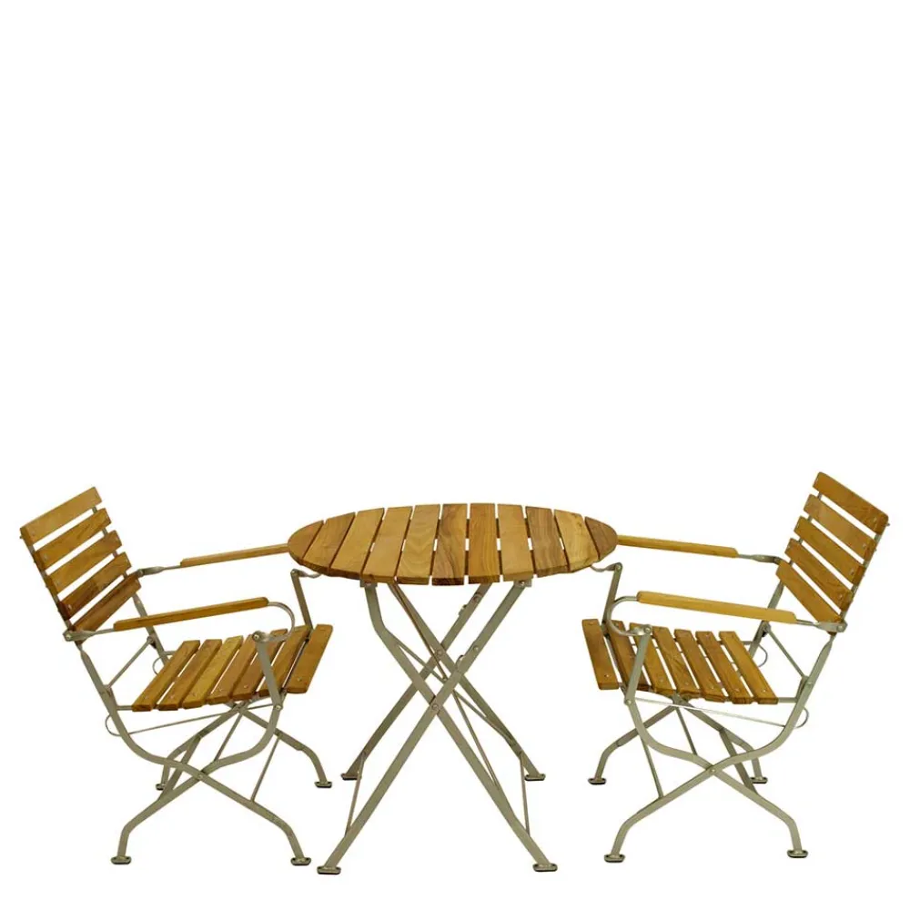 Wohnen Metall-Gartenmöbel|Sitzgruppe*Runder Balkontisch & Armlehnenstühle - Syolino (dreiteilig)