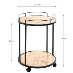 Wohnen Servierwagen|Teewagen*Runder Beistelltisch auf Rollen - Floyda