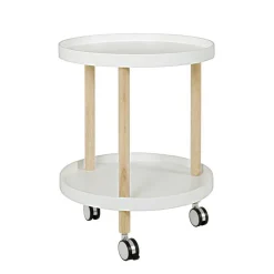 Wohnen Runder Beistelltisch auf Rollen Emia mit 2 Ablagen