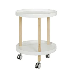 Wohnen Runder Beistelltisch auf Rollen Emia mit 2 Ablagen