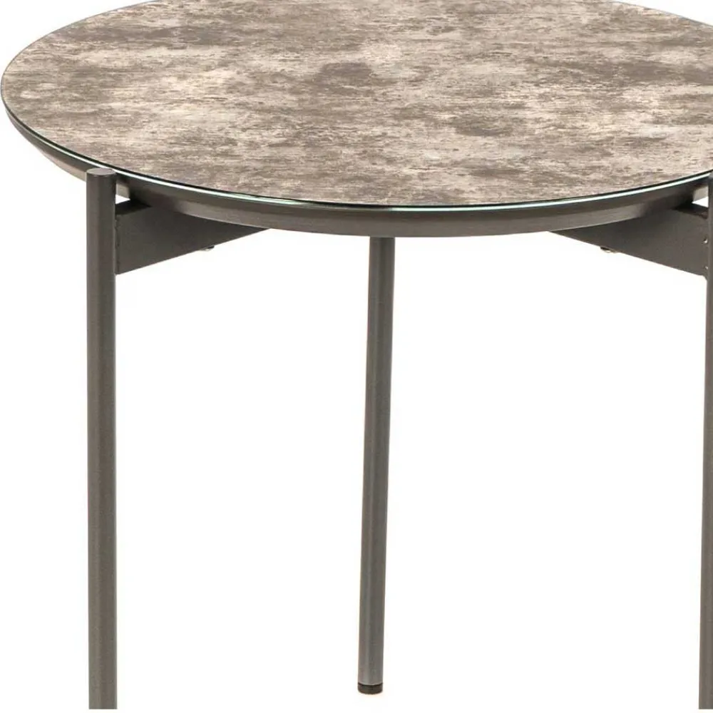 Wohnen Weiße Möbel|Tische*Runder Beistelltisch in Braun & Weiß & Grau - Parcelov