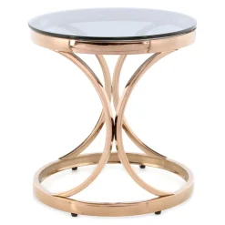 Wohnen Runder Beistelltisch in Grau & Rosegold - Zenus