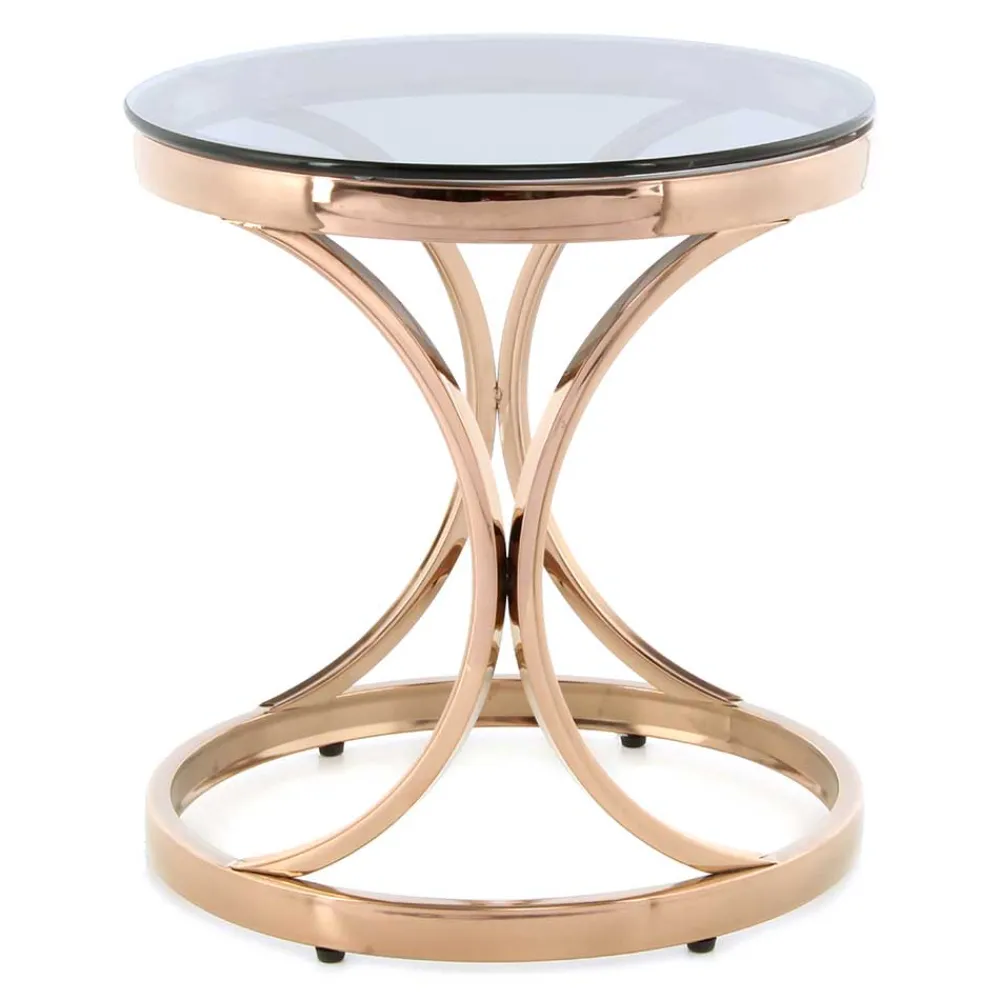 Wohnen Runder Beistelltisch in Grau & Rosegold - Zenus