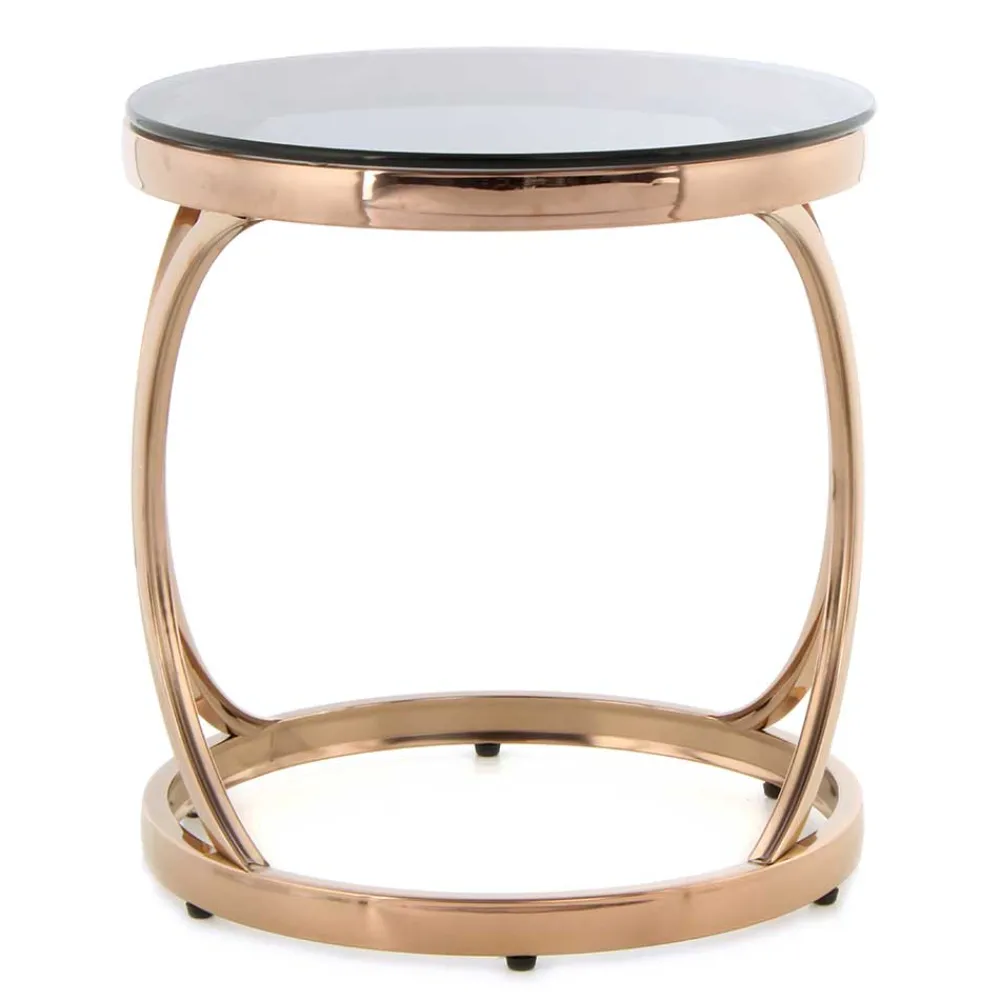 Wohnen Runder Beistelltisch in Grau & Rosegold - Zenus