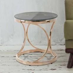 Wohnen Runder Beistelltisch in Grau & Rosegold - Zenus