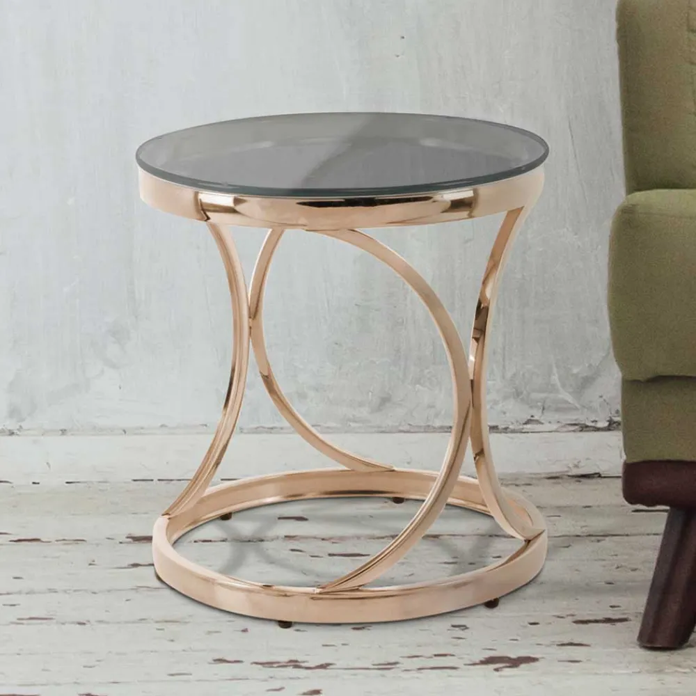 Wohnen Runder Beistelltisch in Grau & Rosegold - Zenus