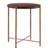Wohnen Naturholzmöbel|Tische*Runder Beistelltisch in Nussbaum und Kupfer - Jailen