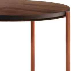 Wohnen Naturholzmöbel|Tische*Runder Beistelltisch in Nussbaum und Kupfer - Jailen