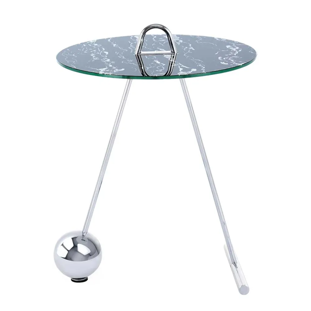 Wohnen Runder Beistelltisch in Schwarz & Silber - Chaylin