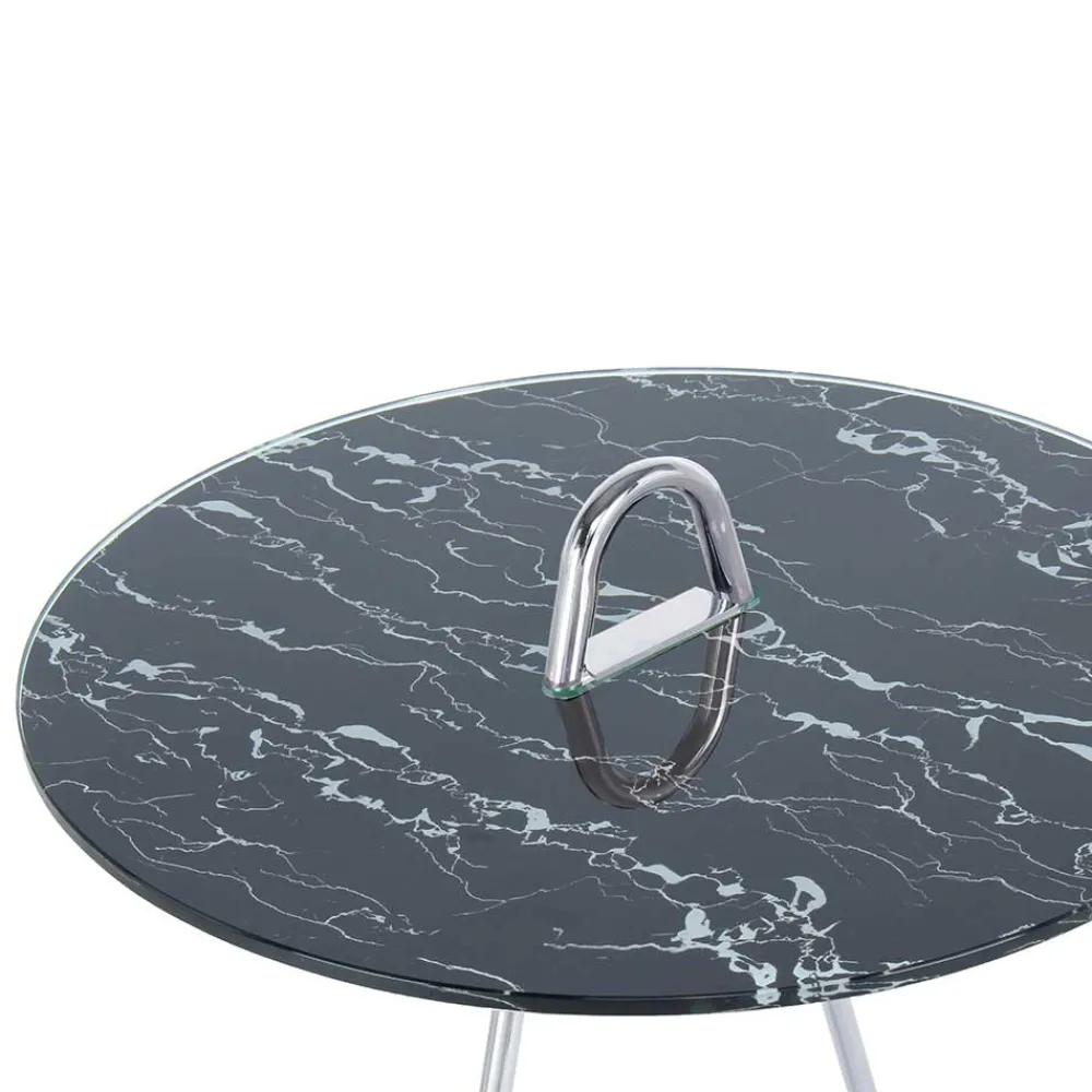 Wohnen Runder Beistelltisch in Schwarz & Silber - Chaylin
