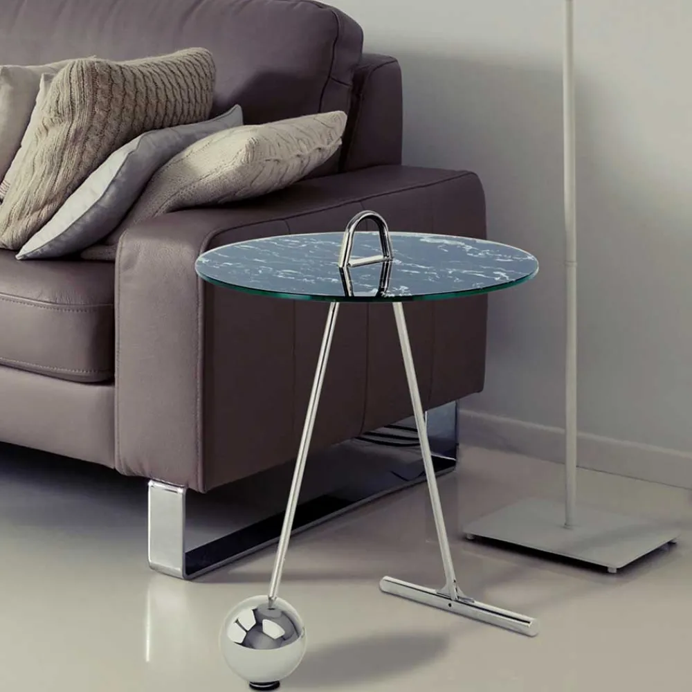 Wohnen Runder Beistelltisch in Schwarz & Silber - Chaylin