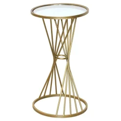 Wohnen Weiße Möbel|Glasmöbel*Runder Beistelltisch mit Spiegelglas Platte - Titu