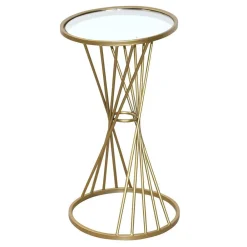 Wohnen Weiße Möbel|Glasmöbel*Runder Beistelltisch mit Spiegelglas Platte - Titu