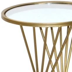 Wohnen Weiße Möbel|Glasmöbel*Runder Beistelltisch mit Spiegelglas Platte - Titu