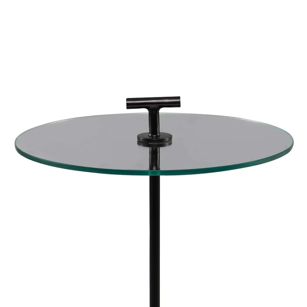 Wohnen Telefontische*Runder Beistelltisch mit Glasplatte - Mezera