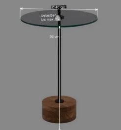 Wohnen Telefontische*Runder Beistelltisch mit Glasplatte - Mezera