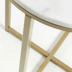 Wohnen Runder Beistelltisch mit Marmor Steinplatte - Vinda