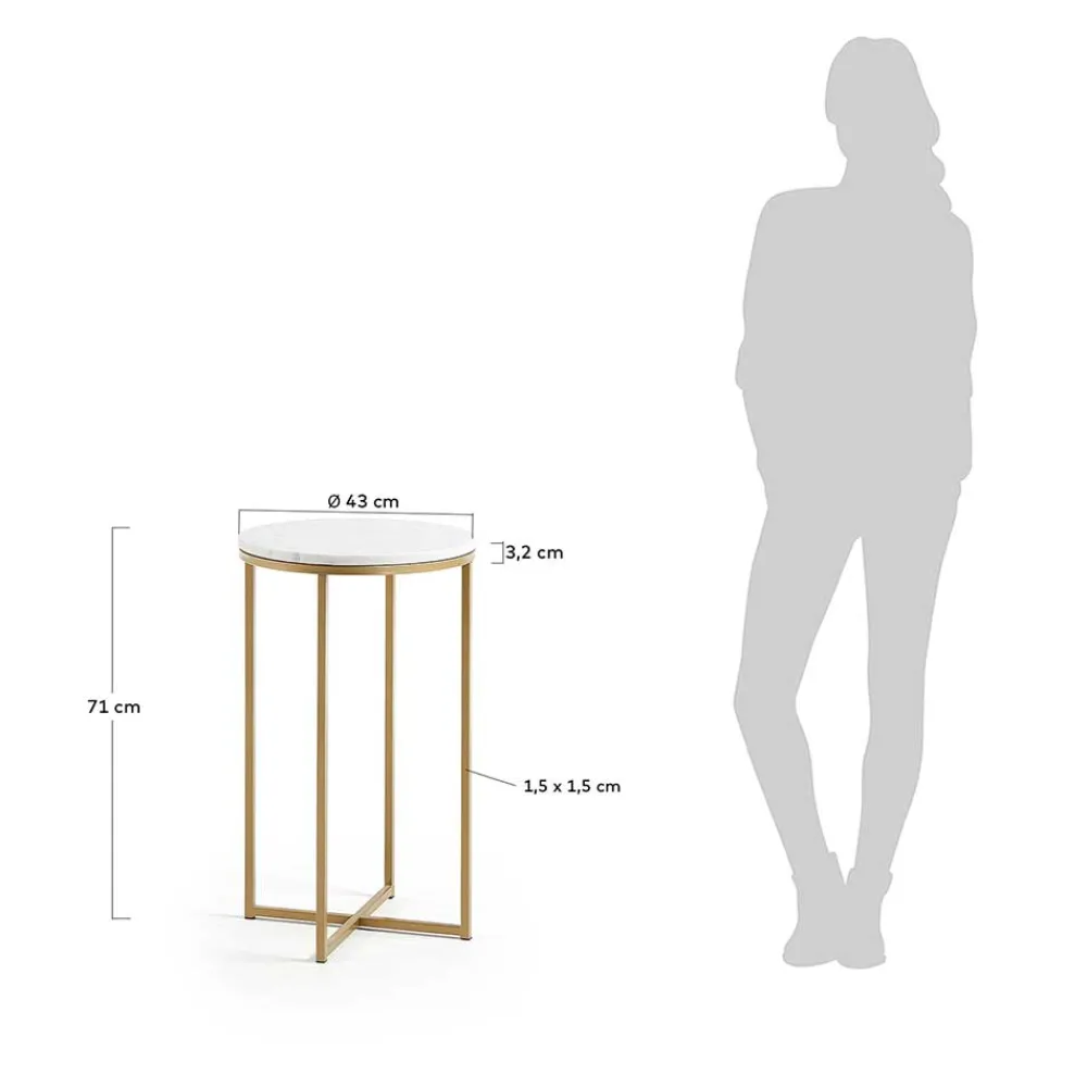 Wohnen Runder Beistelltisch mit Marmor Steinplatte - Vinda