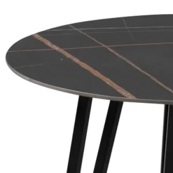 Wohnen Retro Möbel*Runder Beistelltisch mit Sinterstein Platte - Avenir