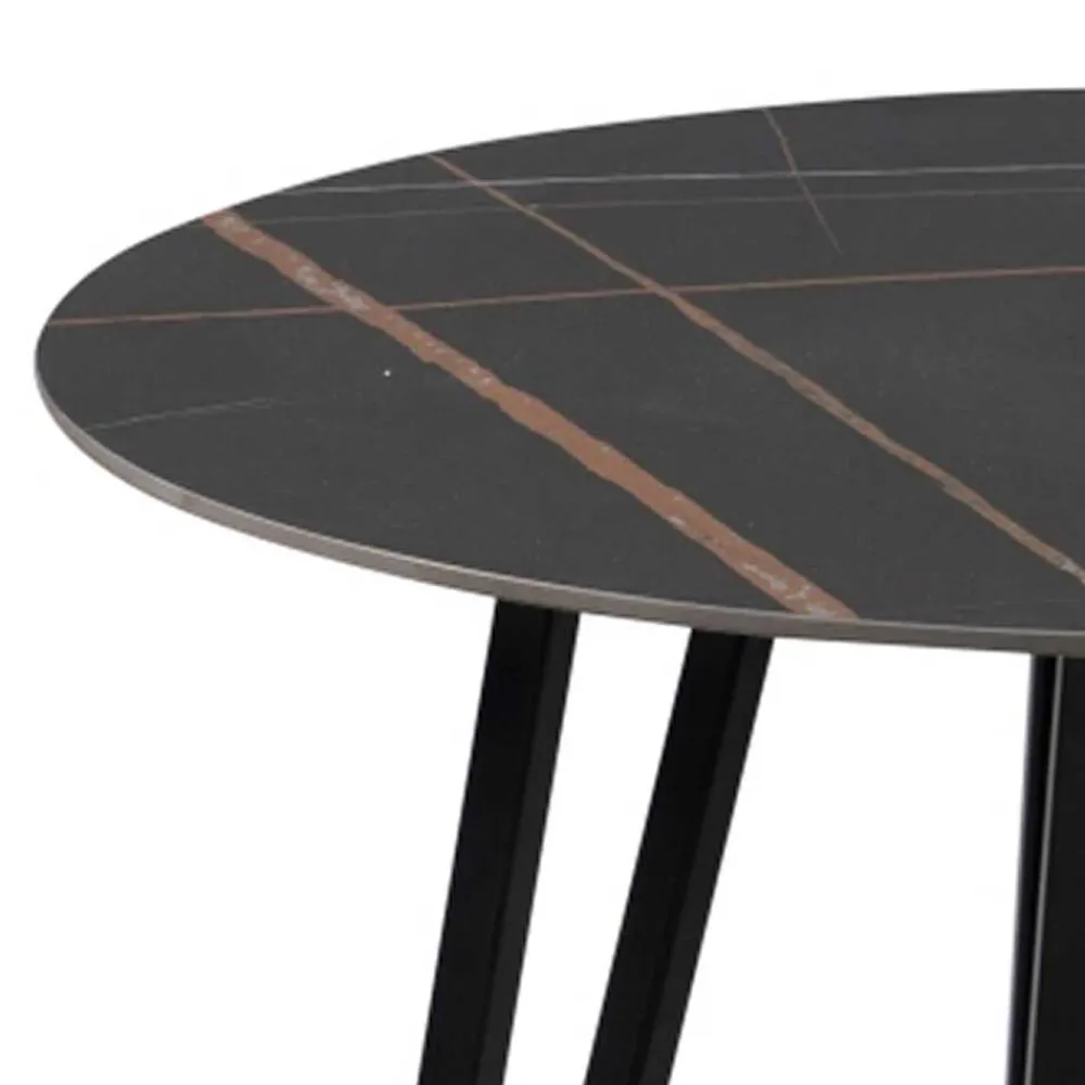 Wohnen Retro Möbel*Runder Beistelltisch mit Sinterstein Platte - Avenir