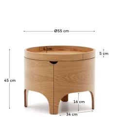 Wohnen Esszimmertische|Tische*Runder Beistelltisch mit Esche Furnier - Raso