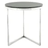 Wohnen Runder Design Beistelltisch mit Glasplatte Schwarz - Steven