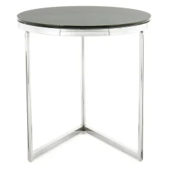 Wohnen Runder Design Beistelltisch mit Glasplatte Schwarz - Steven